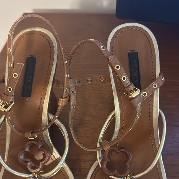 Louis Vuitton Andalucia Wedge Sandals 39 1/2 9.5 - Picture 6 of 10